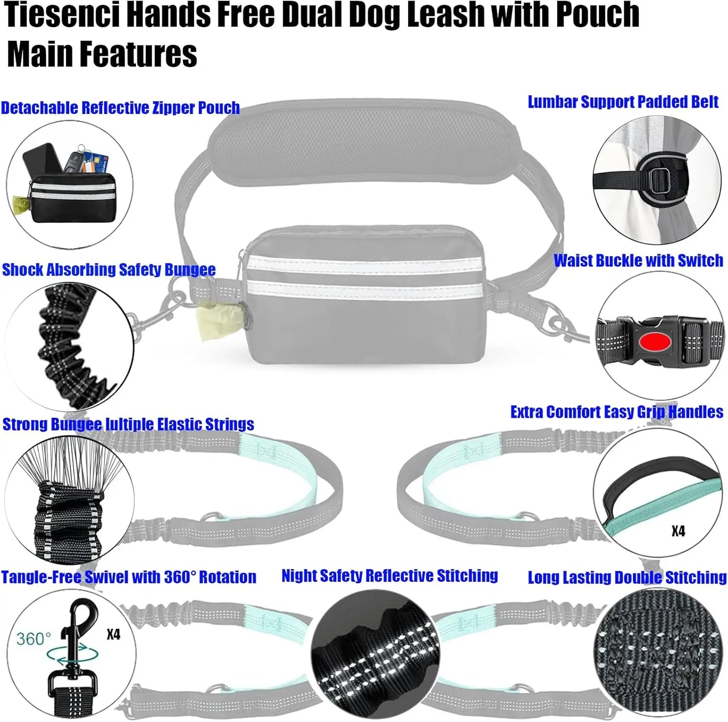 Hands Free Dual Dog Leash